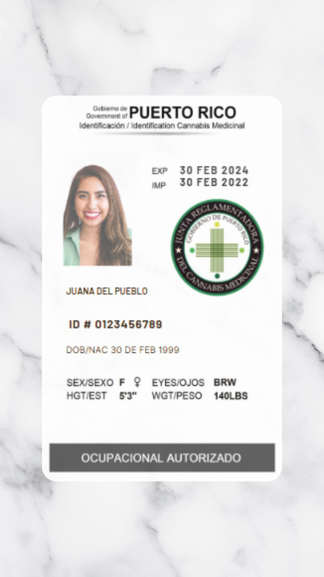 Occupational License - Employee Credential on a PVC Card